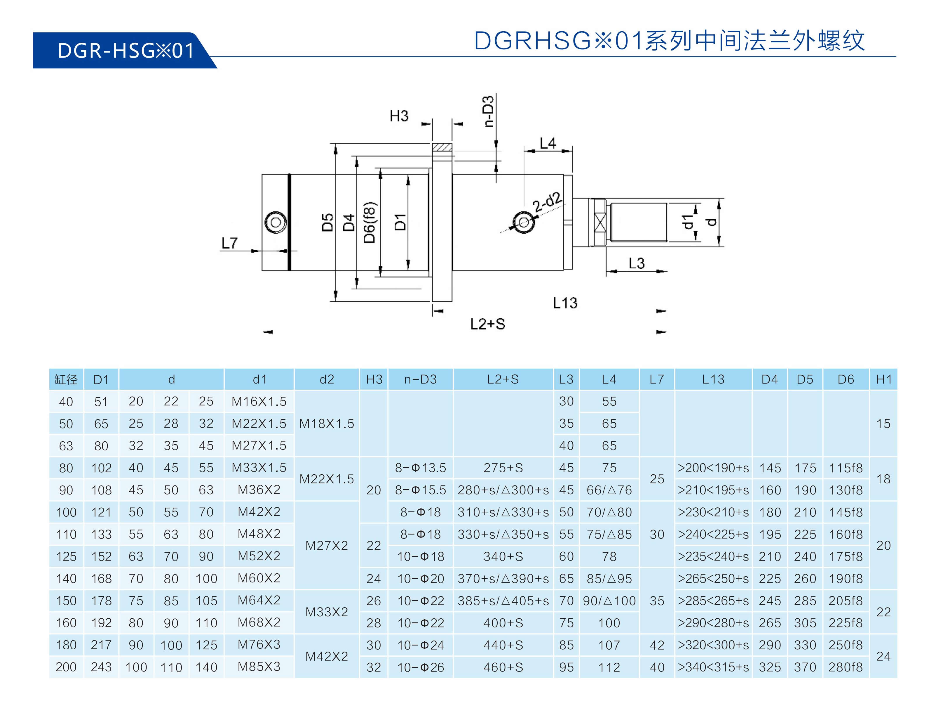 DGR-HSG-01系列-中间法兰外螺纹