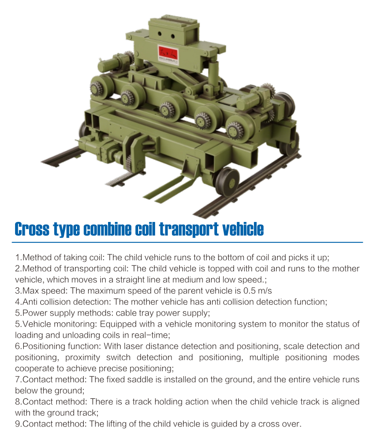 Cross type combine coil transport vehicle