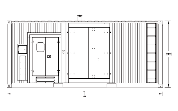 静音型集装箱发电机组侧面图