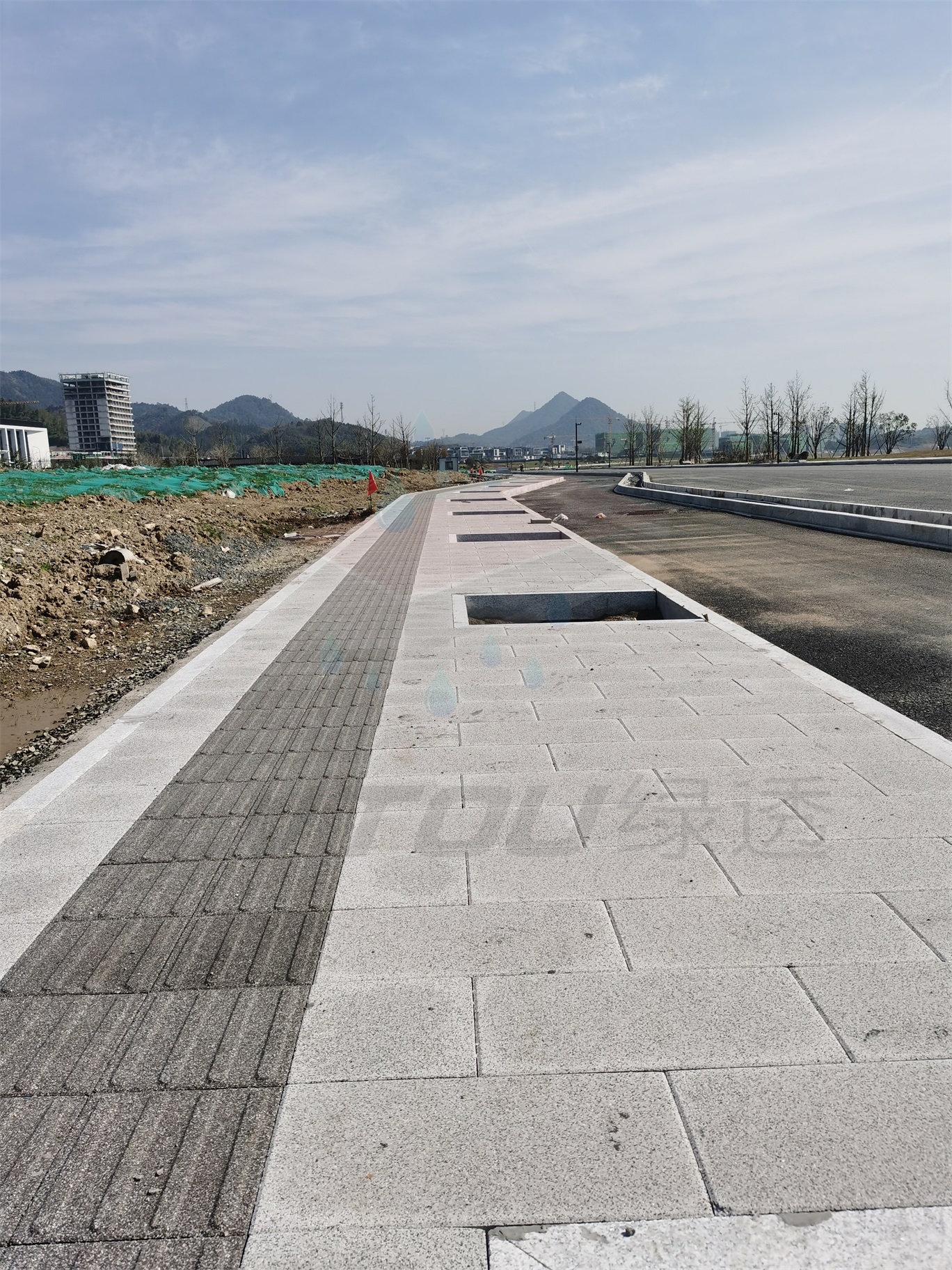 杭州臨安市政廳道路 300x600 芝麻白 300x300芝麻黑盲道 1_副本