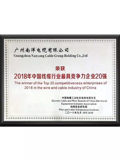 2018年线缆行业较具竞争力企业20强