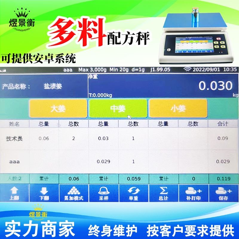 20公斤配料称重电子秤配方存储数据对接ERP