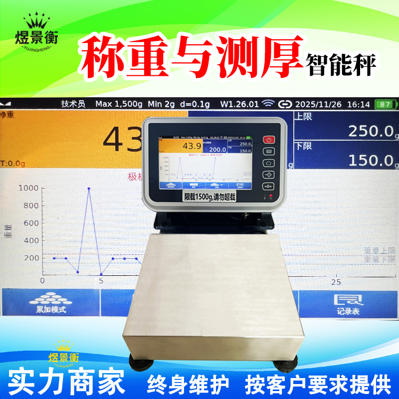 1500克精度0.1克智能天平秤自动检重量上下限报警