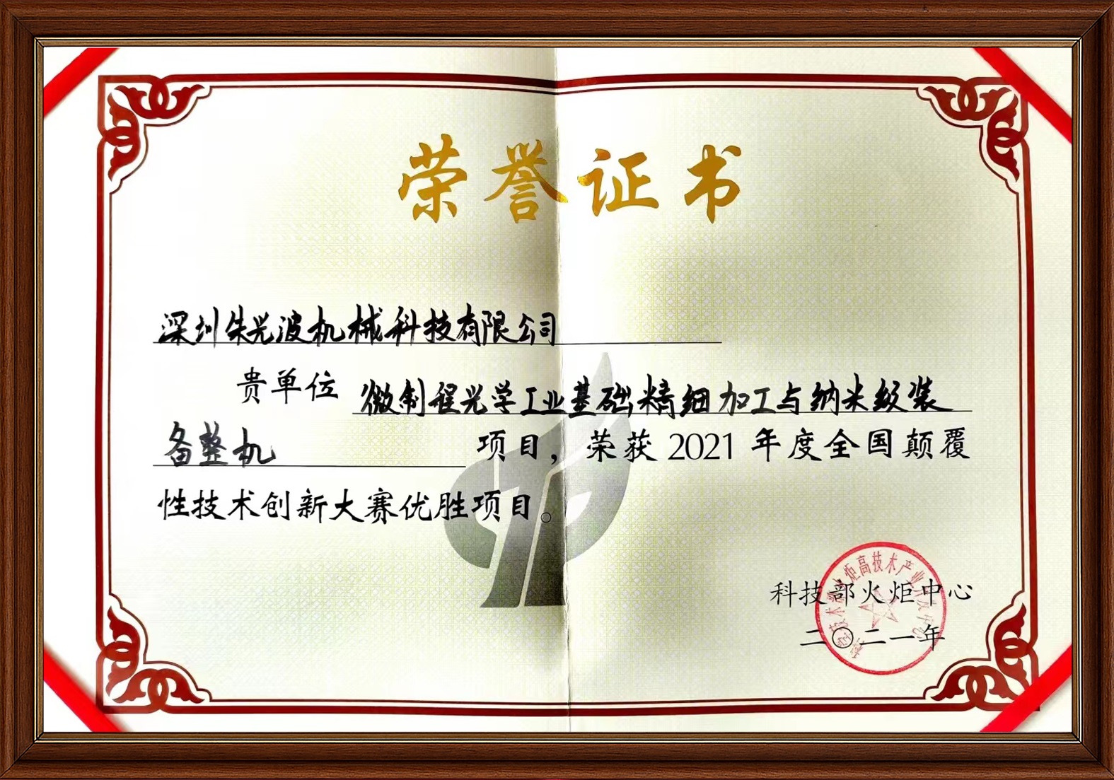 全国颠覆性技术创新大赛优胜奖