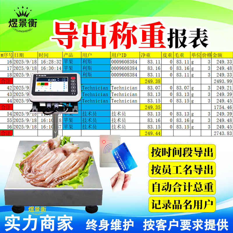 水果称重计件考核电子秤自动记录产量报表